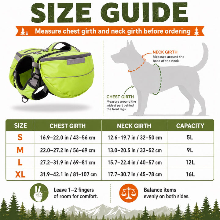 Dog Saddlebag Backpack Harness for Hiking & Camping