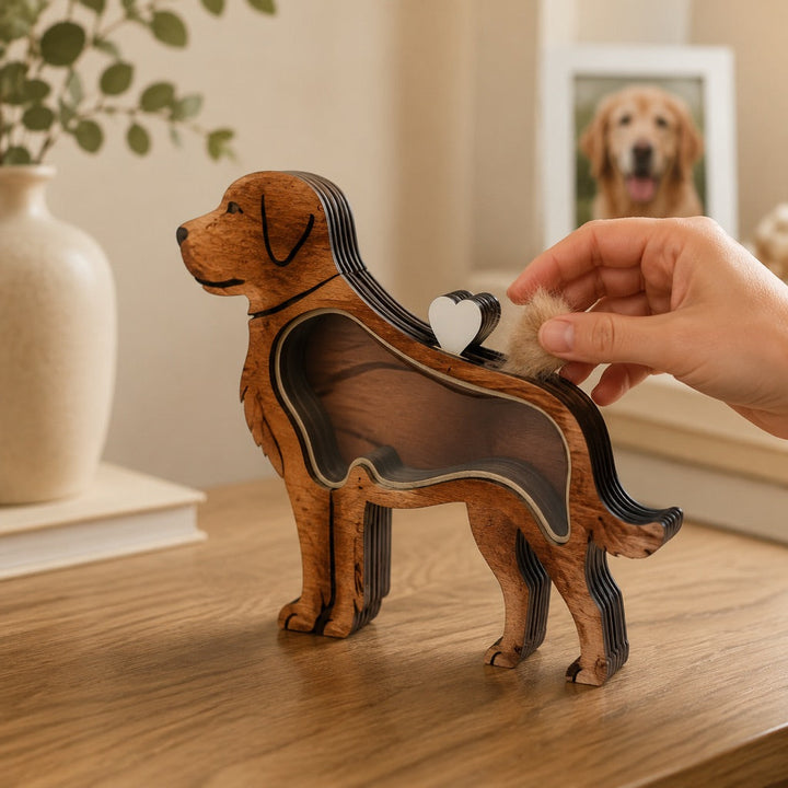 Wooden Pet Fur Keepsake Box for Grooming Memories & Pet Loss