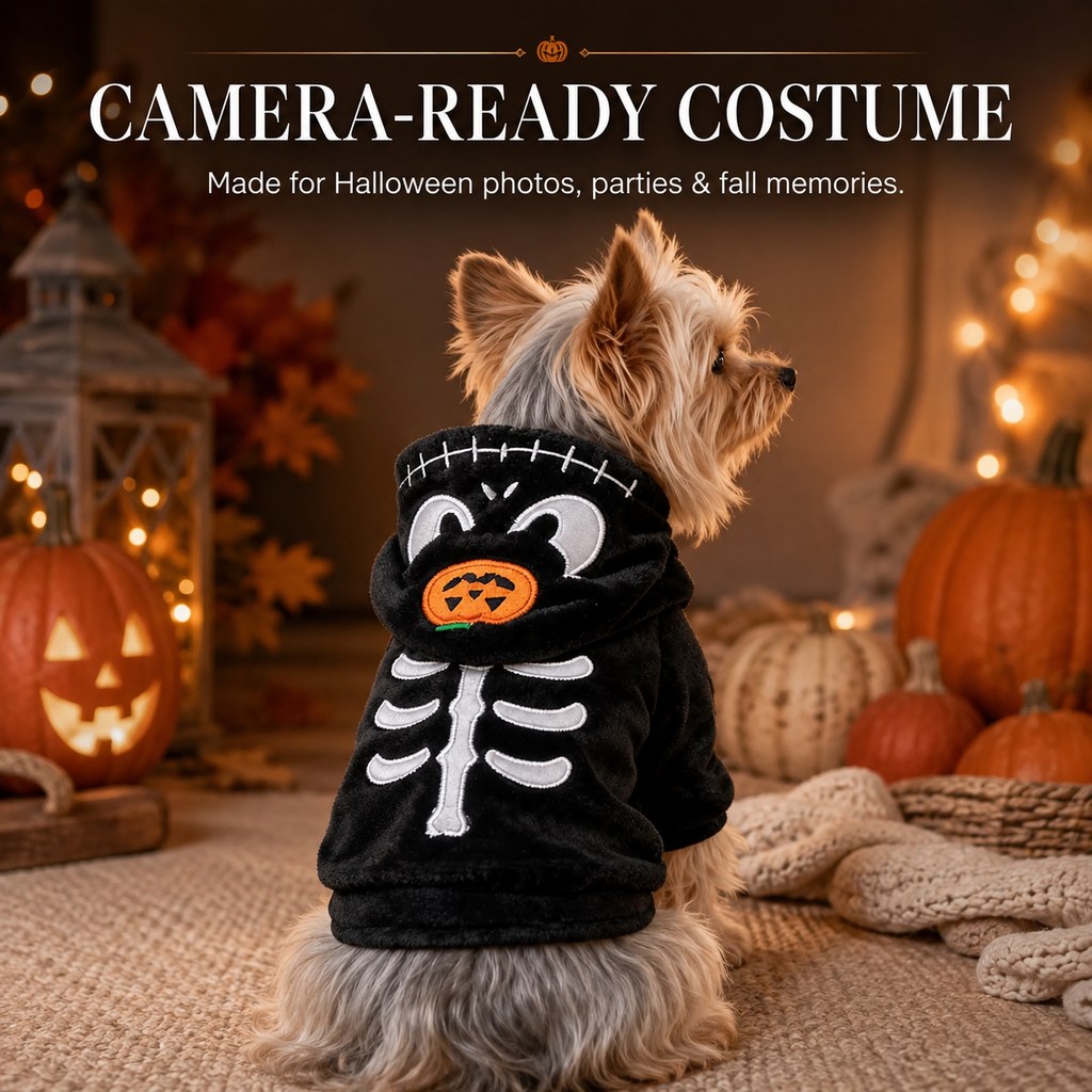 Halloween Dog & Cat Costume Hoodie | One-Piece Spooky Outfit for Parties, Photos & Fall Fun