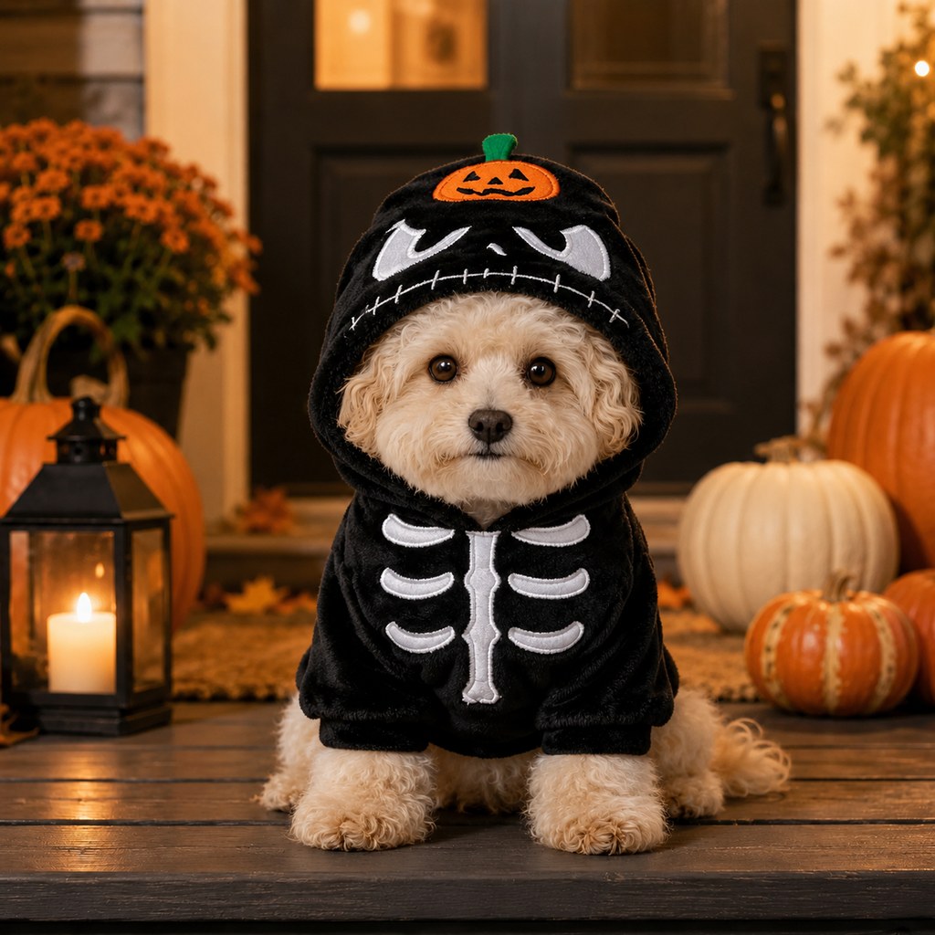 Halloween Dog & Cat Costume Hoodie | One-Piece Spooky Outfit for Parties, Photos & Fall Fun