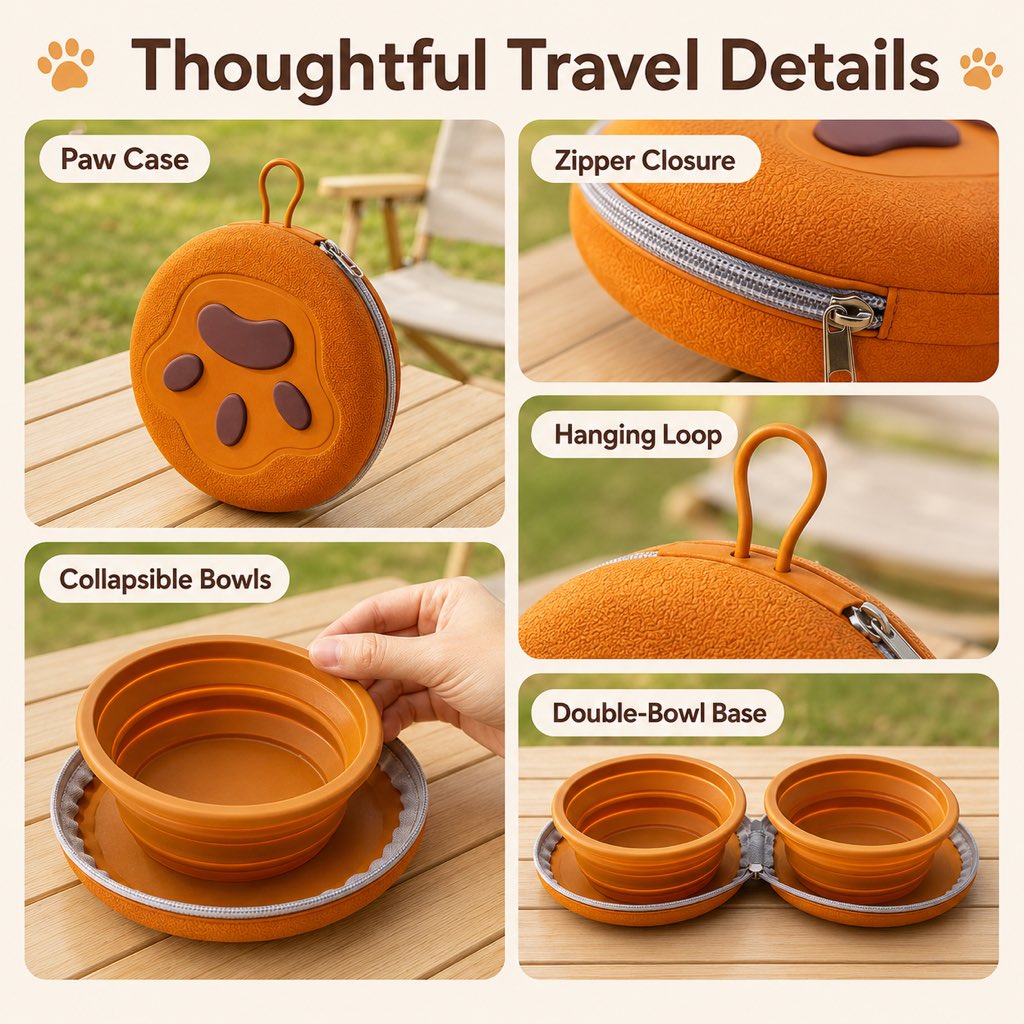 2-in-1 Collapsible Pet Travel Bowl for Walks, Parks & Road Trips