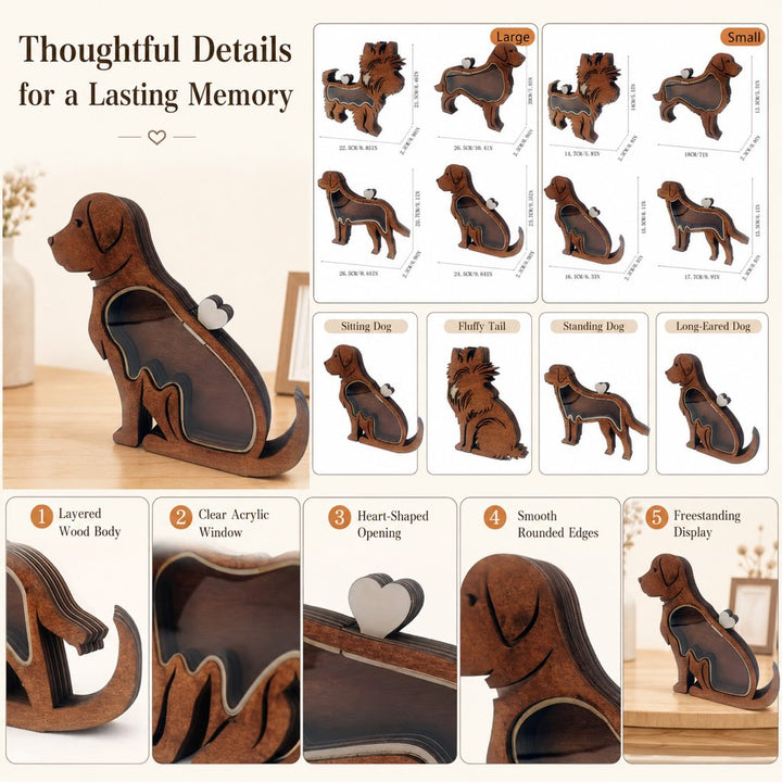 Wooden Pet Fur Keepsake Box for Grooming Memories & Pet Loss
