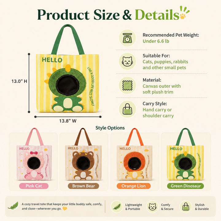 Portable Small Pet Travel Tote Bag for Daily Outings