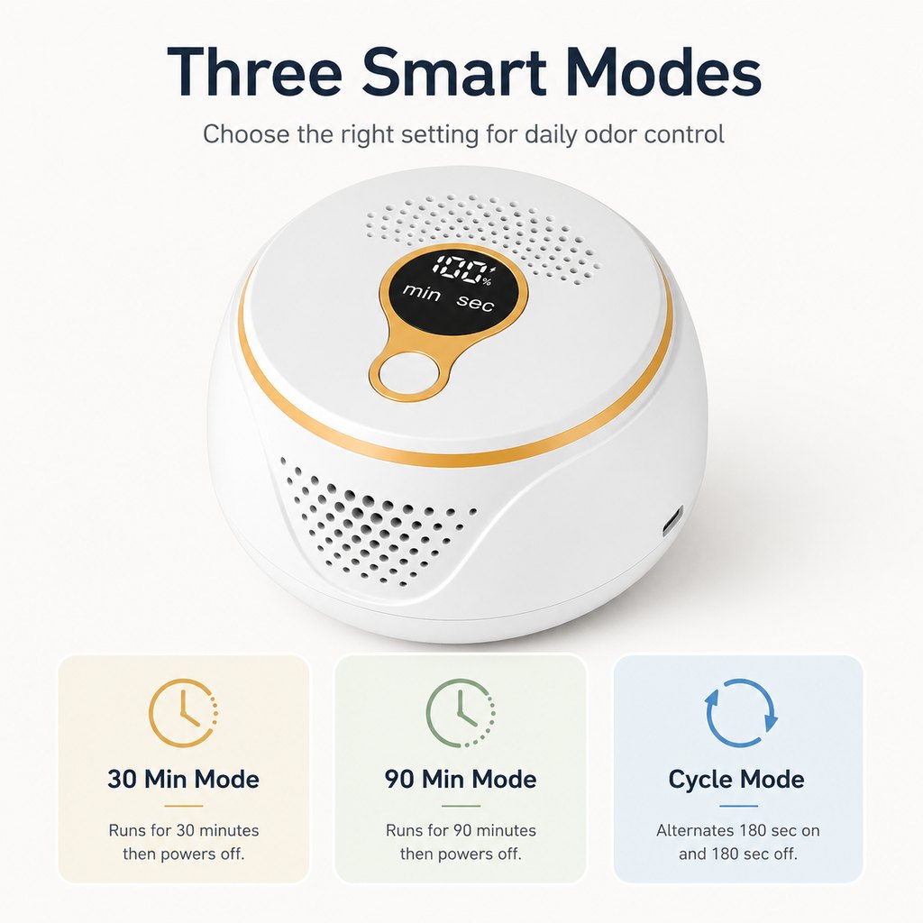 Rechargeable Ozone Pet Odor Deodorizer for Litter Box & Empty Crate Areas
