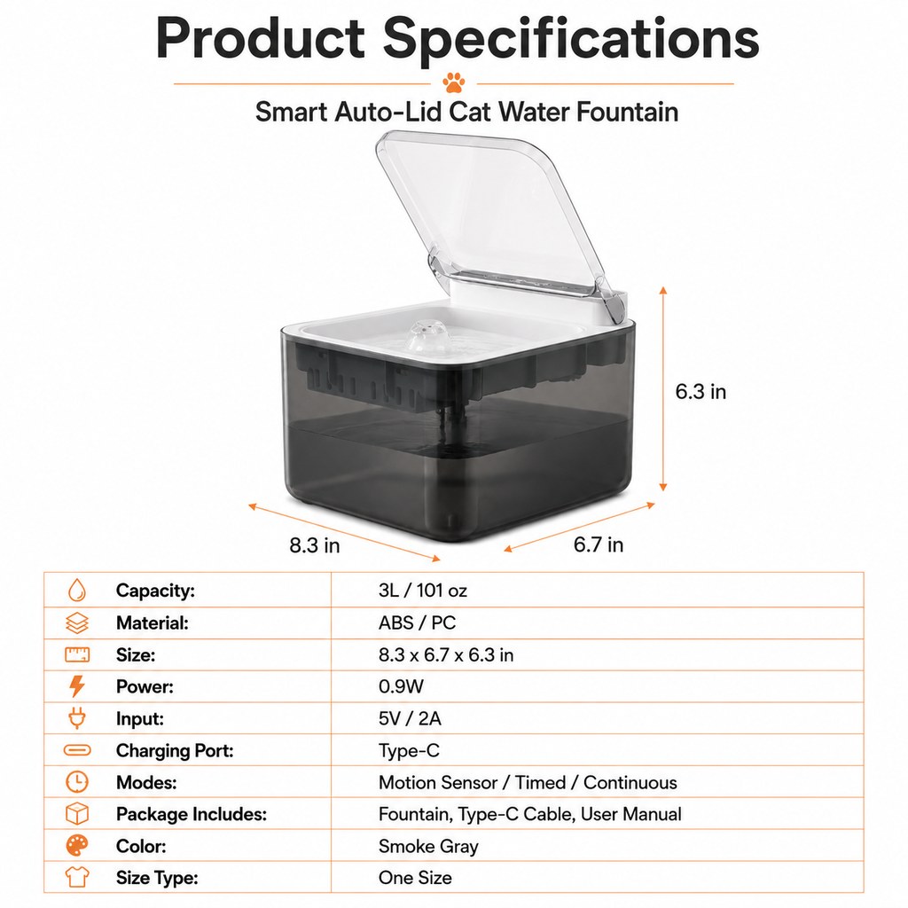 Smart Auto-Lid Cat Water Fountain for Busy Cat Parents