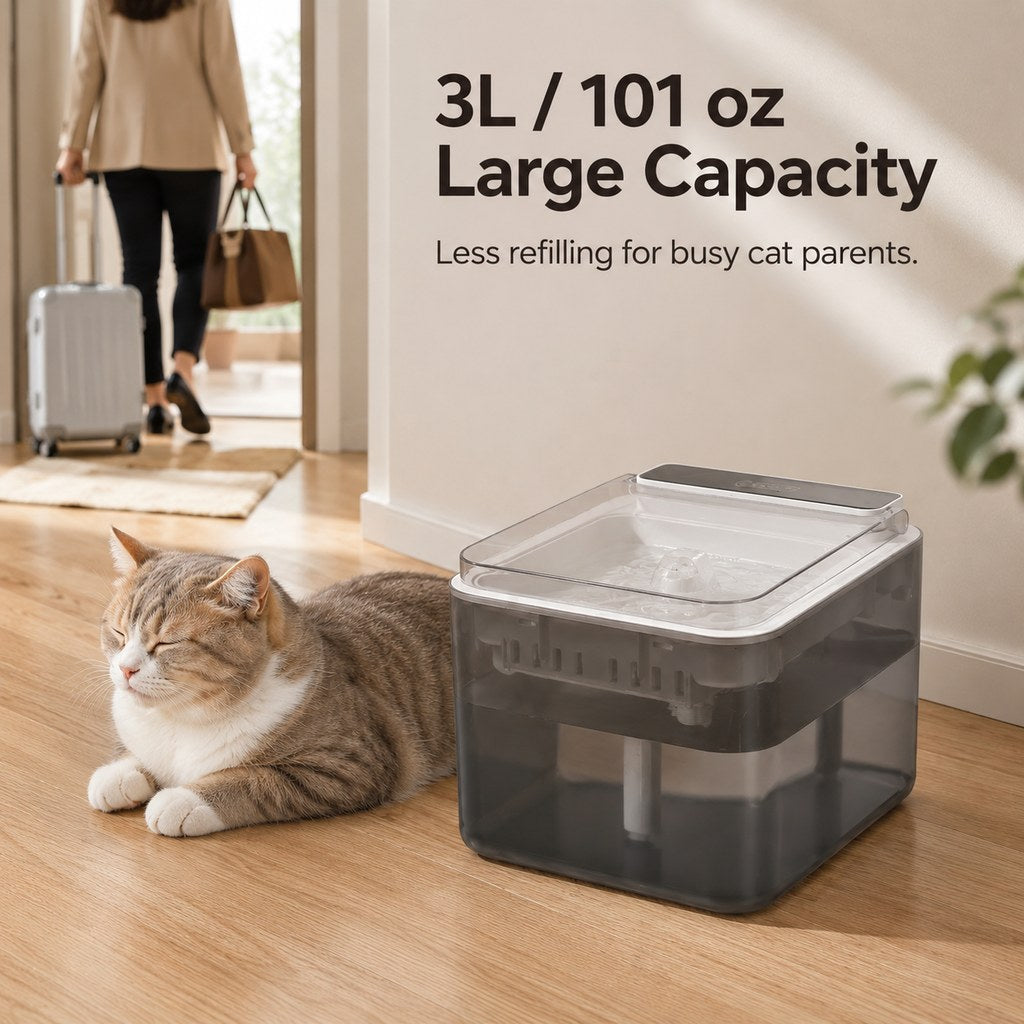 Smart Auto-Lid Cat Water Fountain for Busy Cat Parents