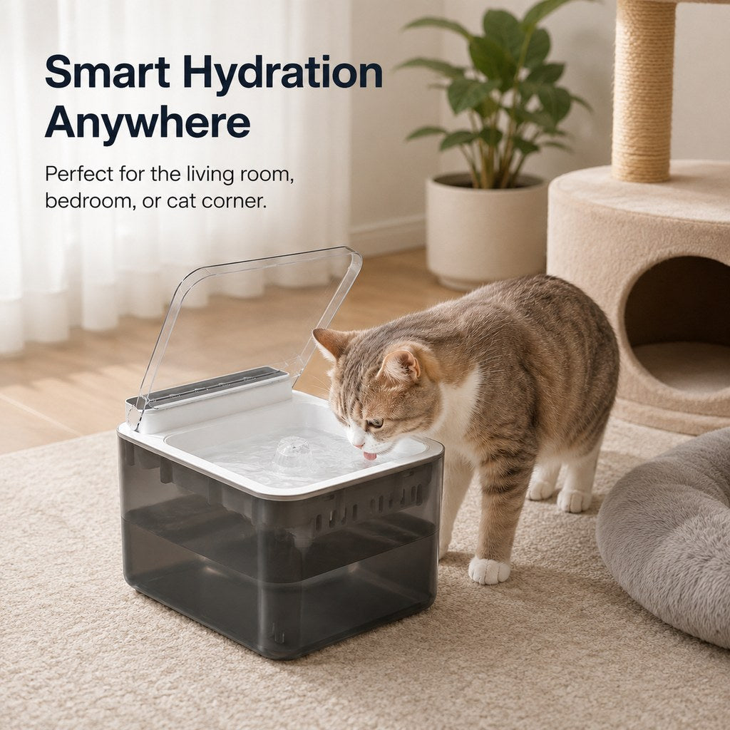 Smart Auto-Lid Cat Water Fountain for Busy Cat Parents