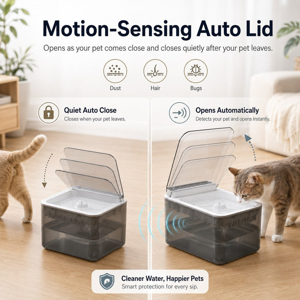 Smart Auto-Lid Cat Water Fountain for Busy Cat Parents
