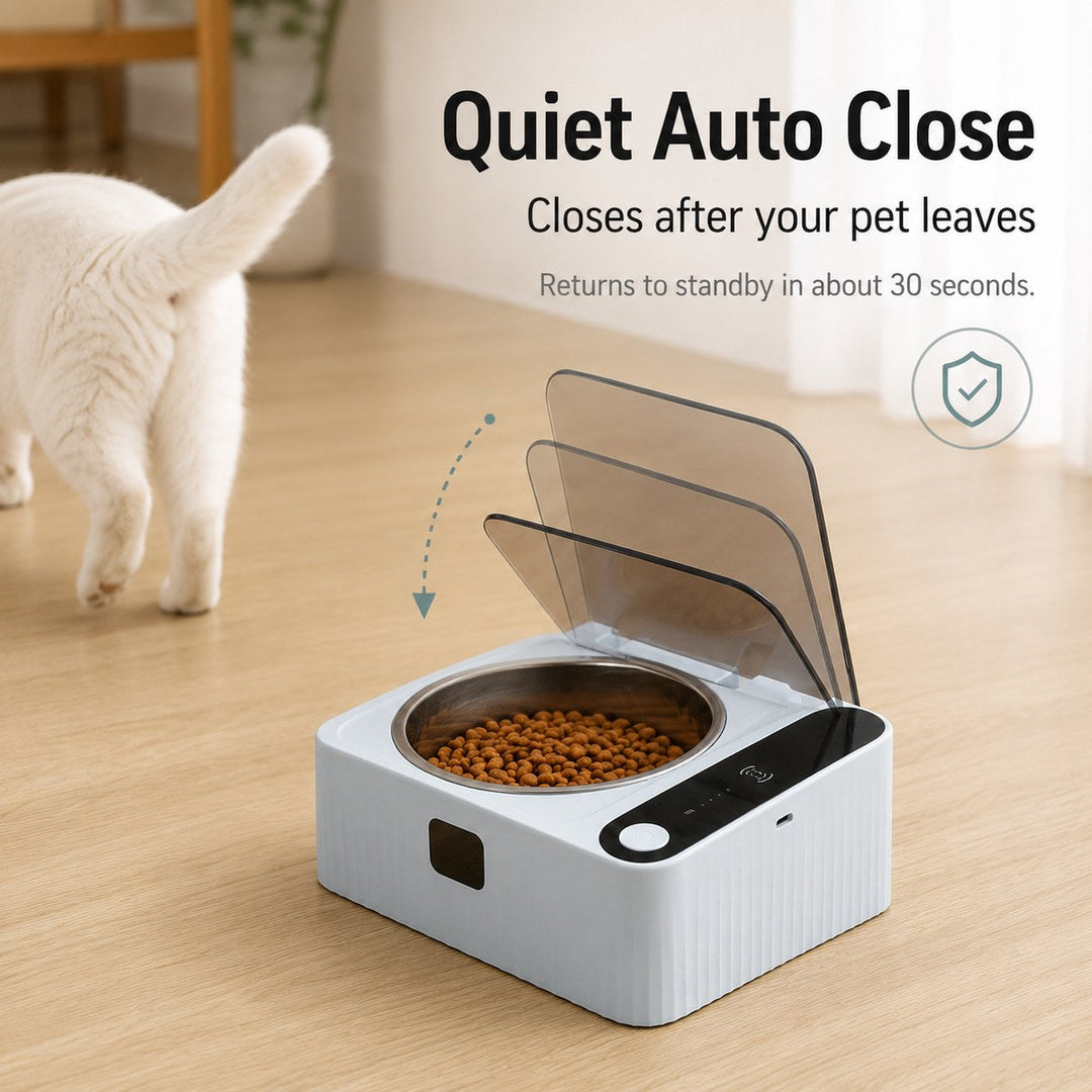 Smart Motion Sensor Covered Cat Bowl for Cleaner Indoor Feeding