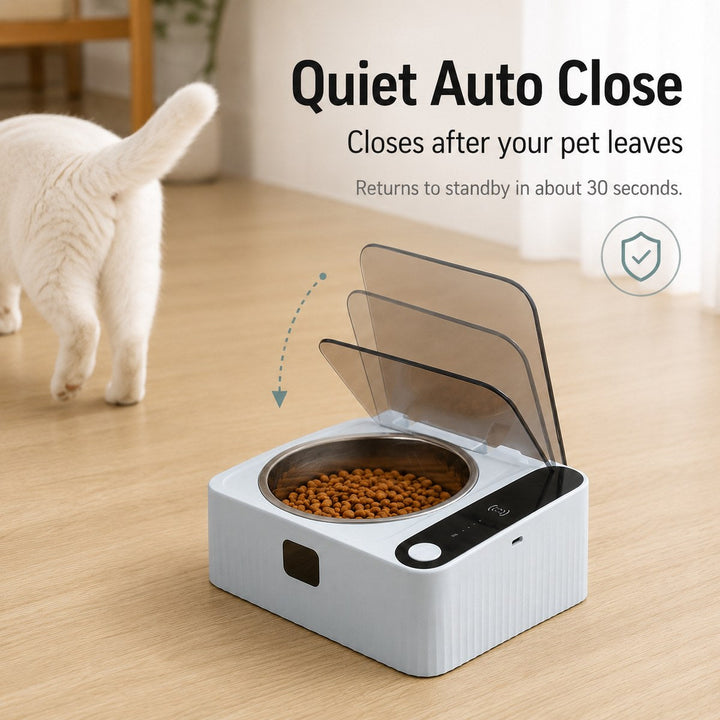 Smart Motion Sensor Covered Cat Bowl for Cleaner Indoor Feeding