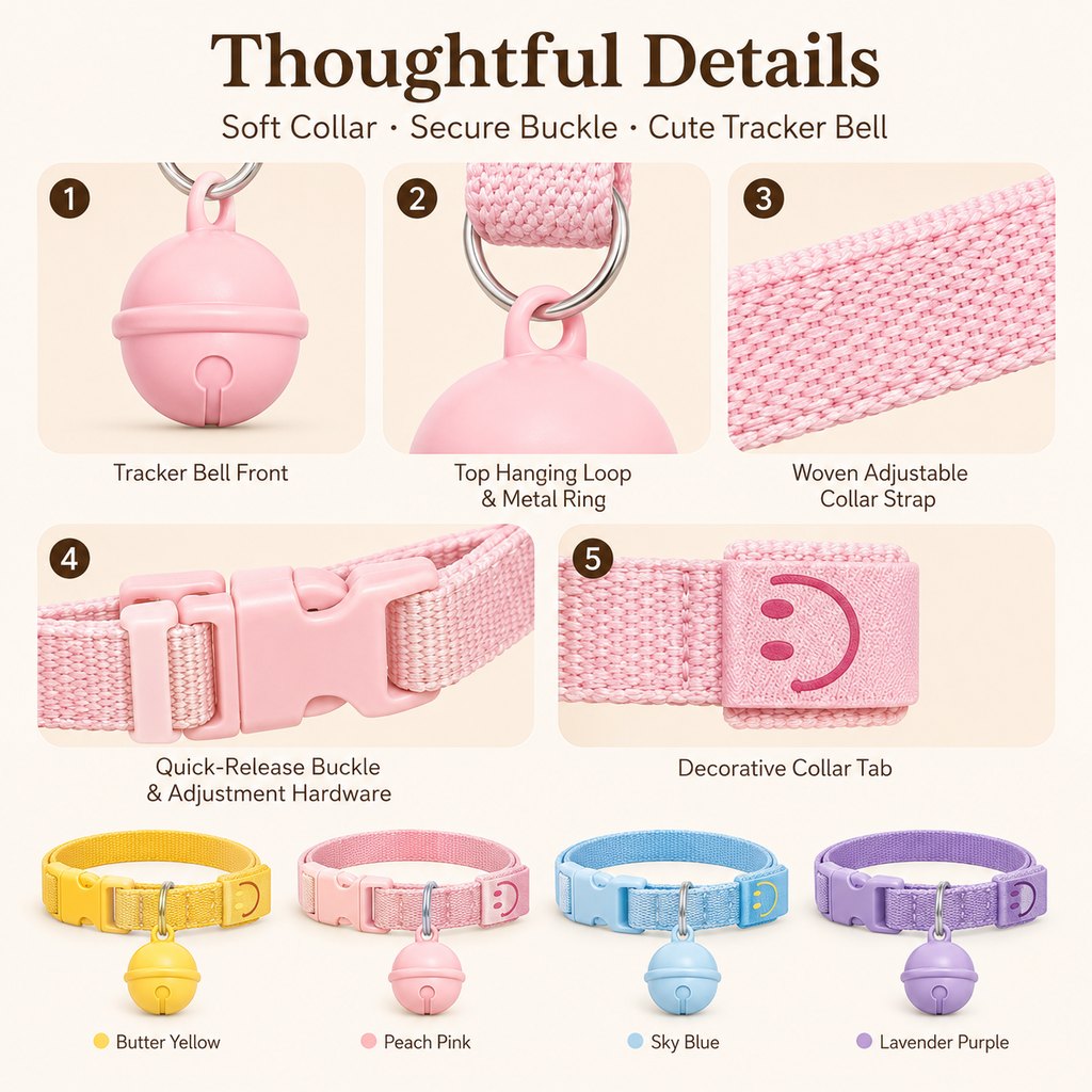 Smart Pet Tracker Bell Collar for Cats & Small Dogs