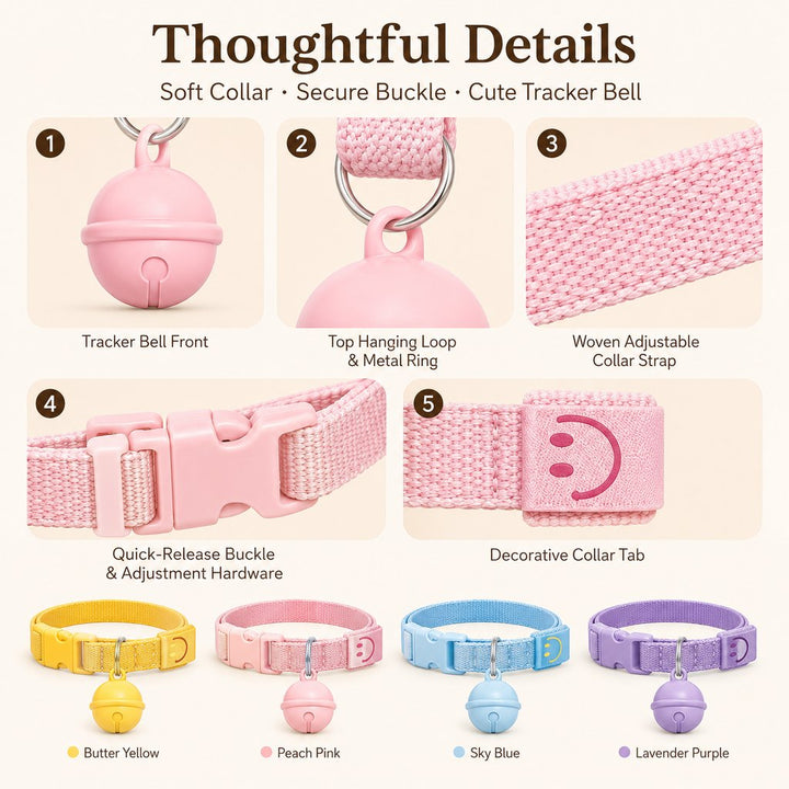 Smart Pet Tracker Bell Collar for Cats & Small Dogs