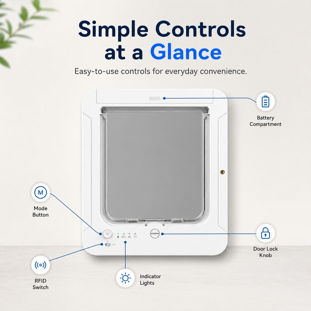 Smart RFID Cat Door for Litter Rooms & Pet-Only Spaces