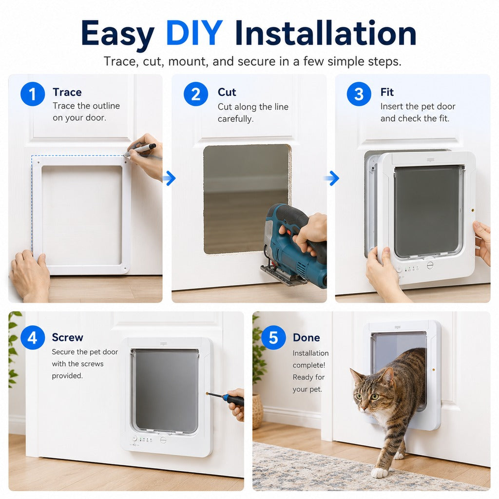 Smart RFID Cat Door for Litter Rooms & Pet-Only Spaces