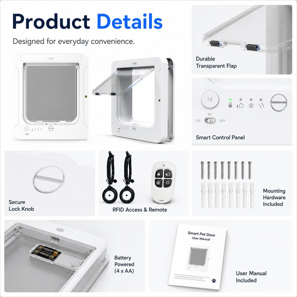 Smart RFID Cat Door for Litter Rooms & Pet-Only Spaces