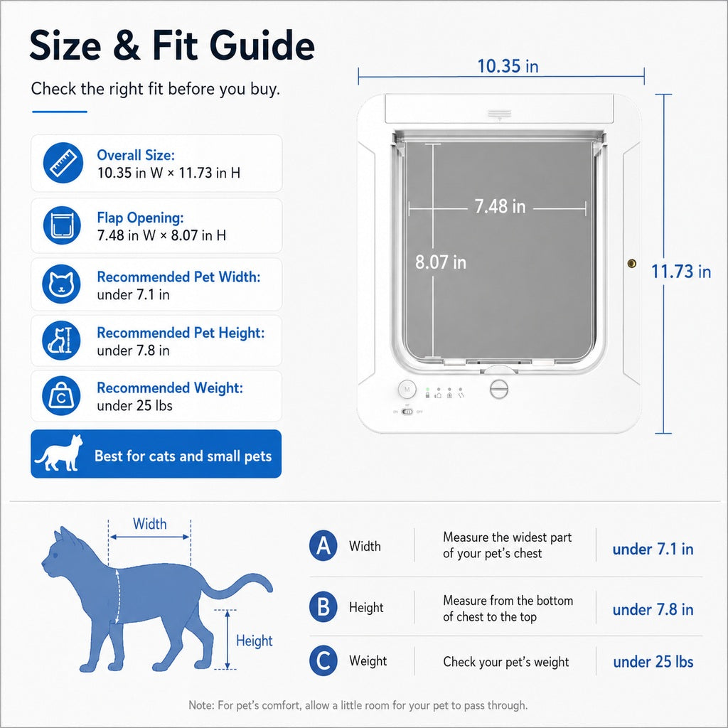Smart RFID Cat Door for Litter Rooms & Pet-Only Spaces