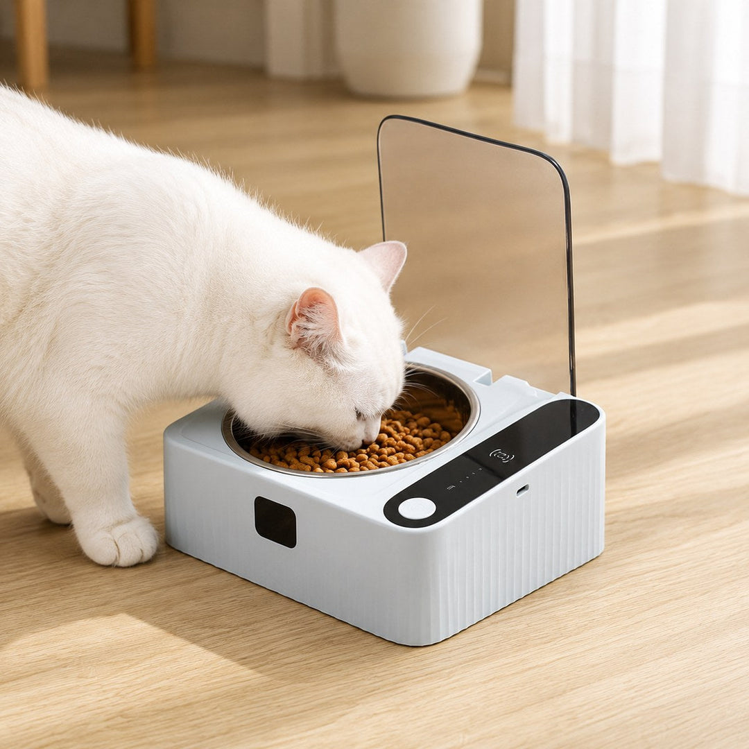 Smart Motion Sensor Covered Cat Bowl for Cleaner Indoor Feeding