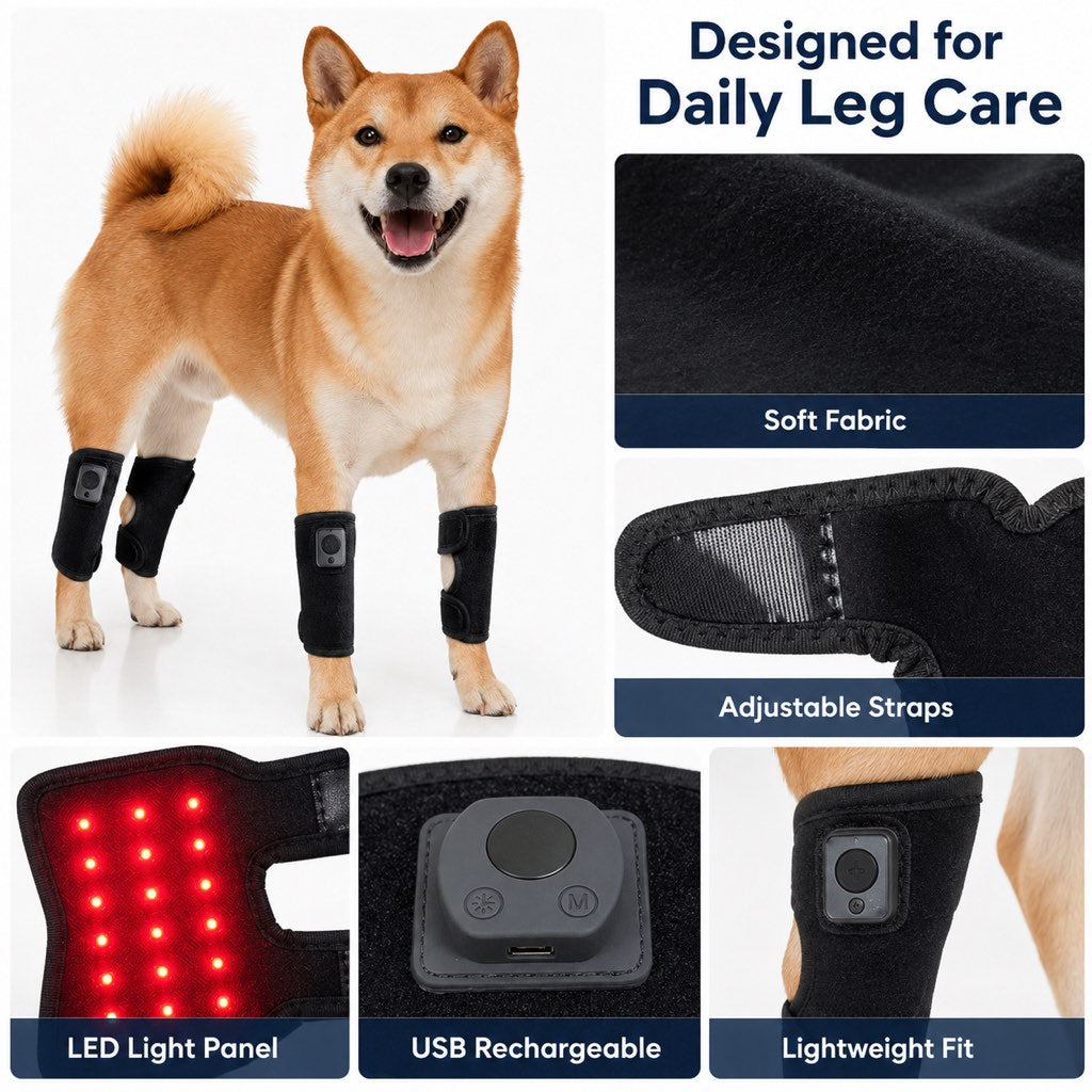 Rechargeable Red Light Therapy Dog Knee Wrap for Senior Dogs