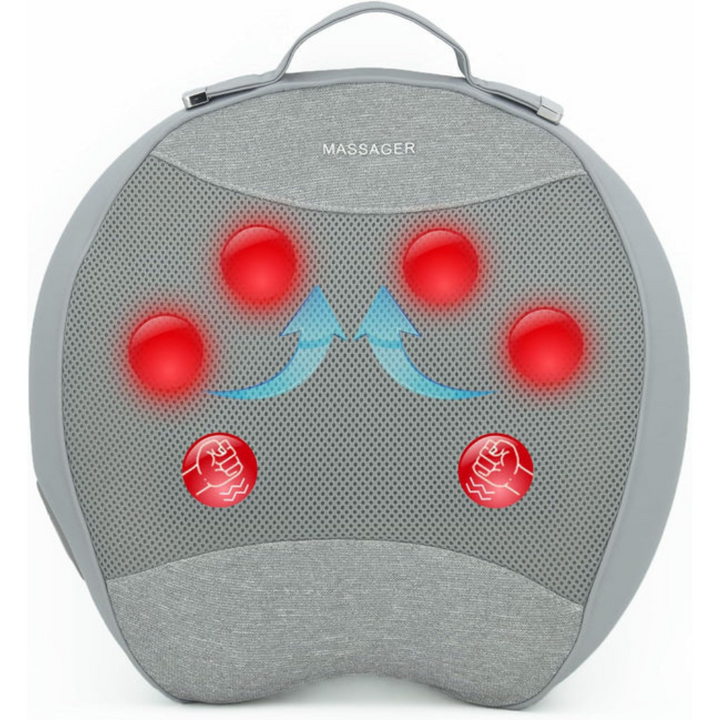Heated Shiatsu Back Massager, 3D Deep Tissue Kneading for Pain Relief & Muscle Relaxation