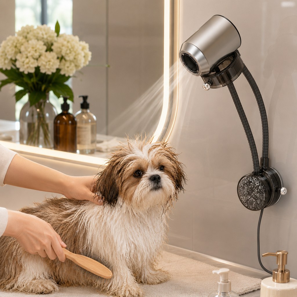 Hands-Free Pet Grooming Hair Dryer Holder for At-Home Bath Time