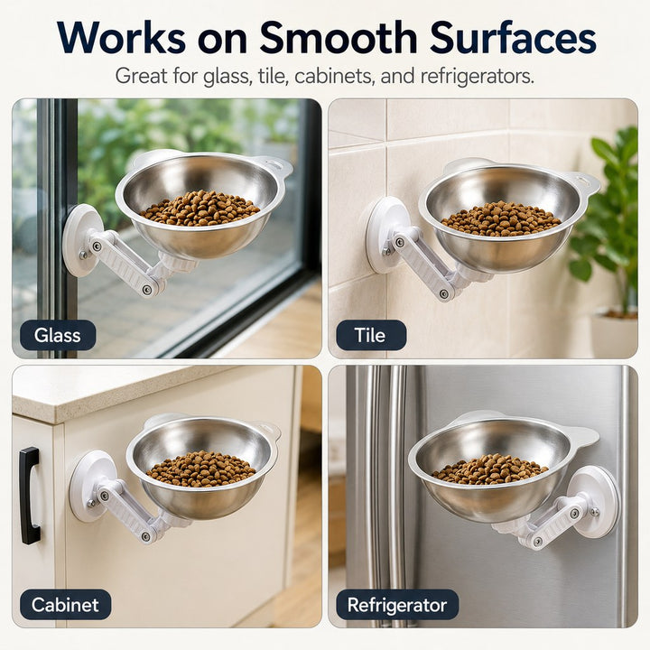 No-Drill Wall-Mounted Pet Bowl for Small Dogs & Cats | Elevated Feeding for Cleaner Floors