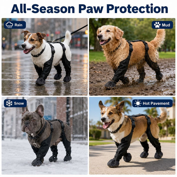 Stay-On Waterproof Dog Walking Boots for Rain, Mud & Hot Pavement