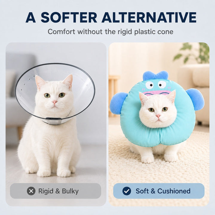 Soft Cat Recovery Collar for Eating & Sleeping | Adjustable Cone Alternative