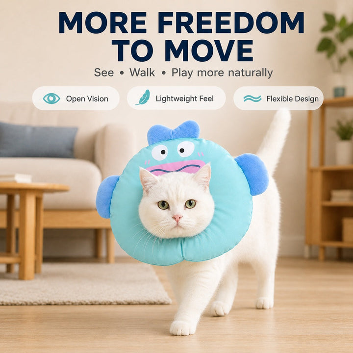 Soft Cat Recovery Collar for Eating & Sleeping | Adjustable Cone Alternative