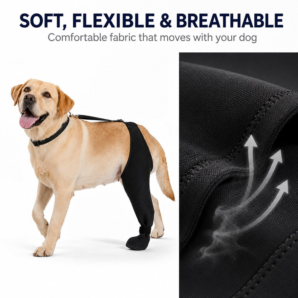 Adjustable Dog Rear Leg Recovery Sleeve with Paw Cover