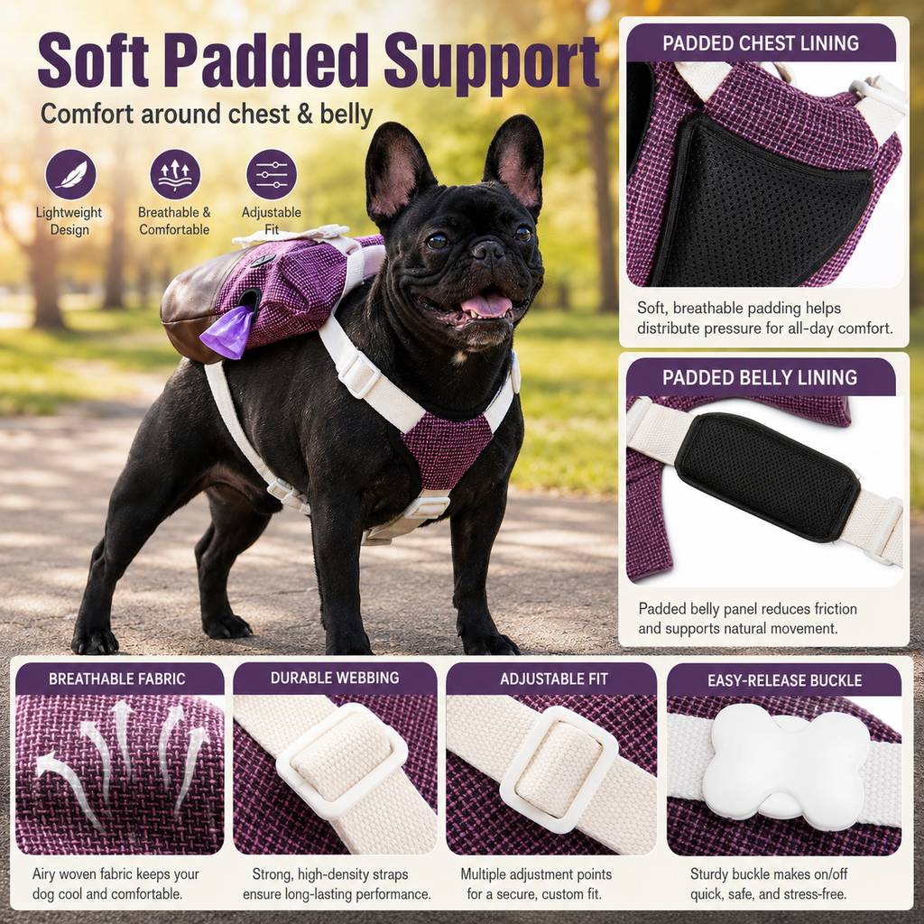 Frenchie Adventure Backpack Harness for Daily Walks