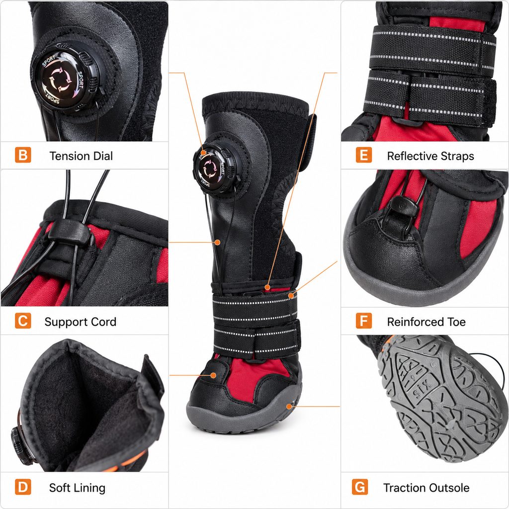 Adjustable Tension-Dial Dog Paw-Lift Support Boots