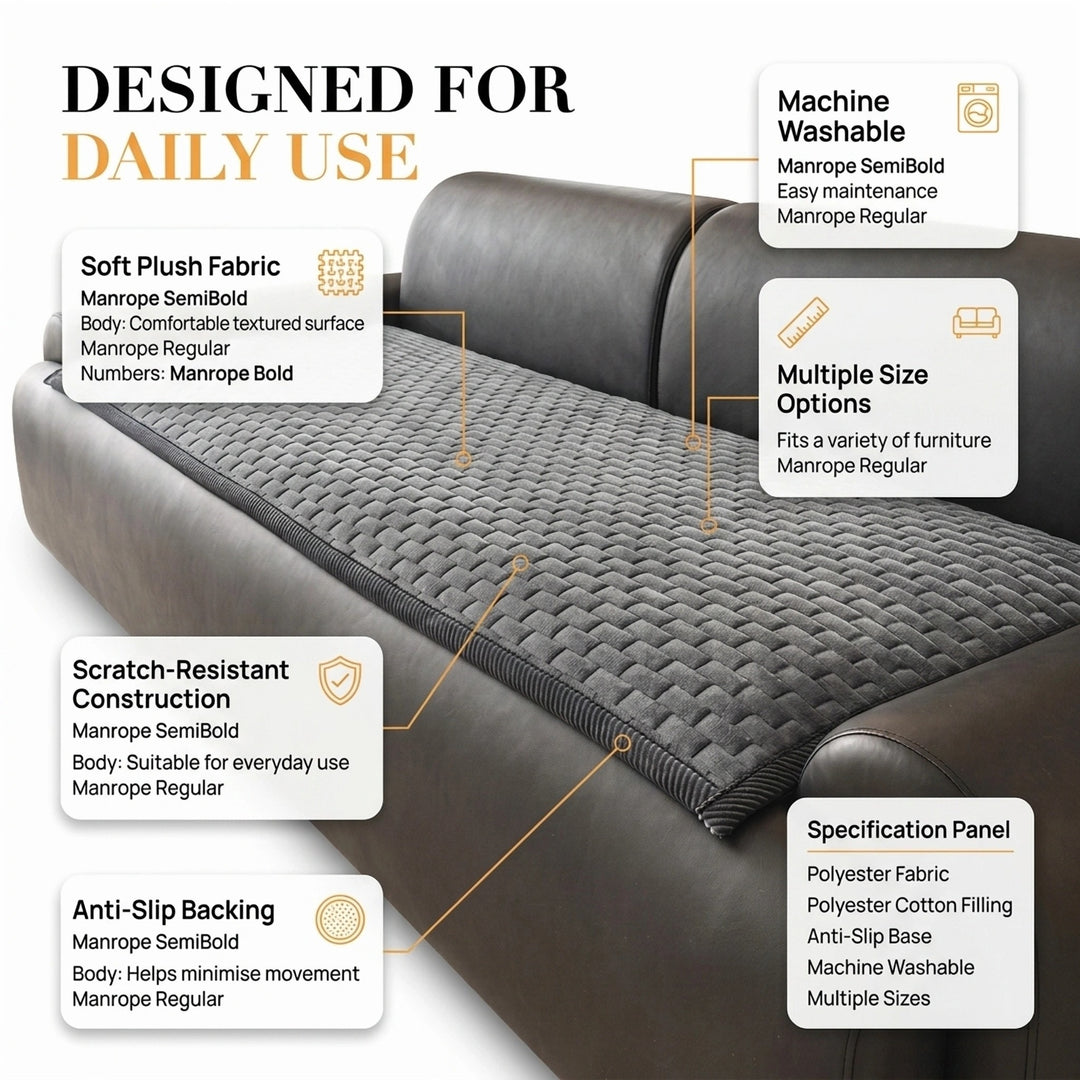 Soft Plush Non Slip Pet Sofa Cover with Scratch Resistant Furniture Protection