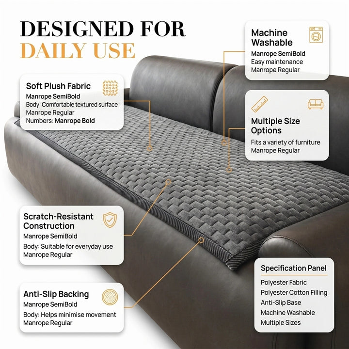 Soft Plush Non Slip Pet Sofa Cover with Scratch Resistant Furniture Protection
