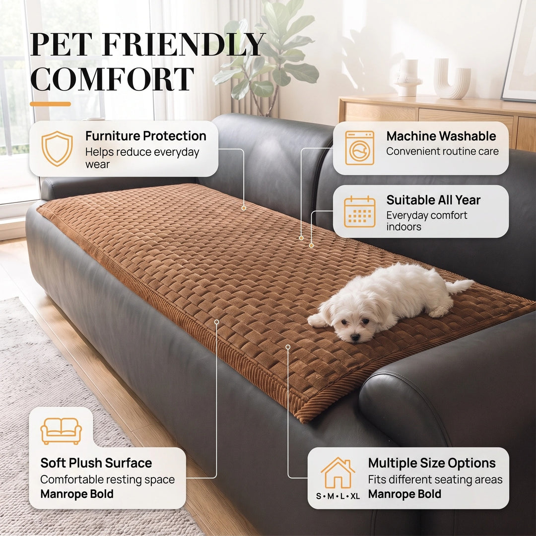 Soft Plush Non Slip Pet Sofa Cover with Scratch Resistant Furniture Protection