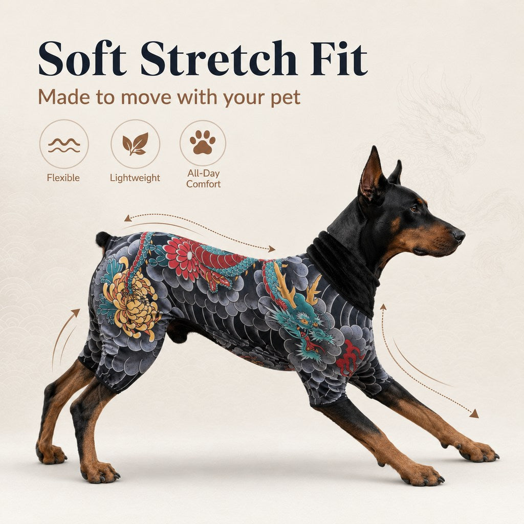 Tattoo Print Dog & Cat Bodysuit for Walks & Photos