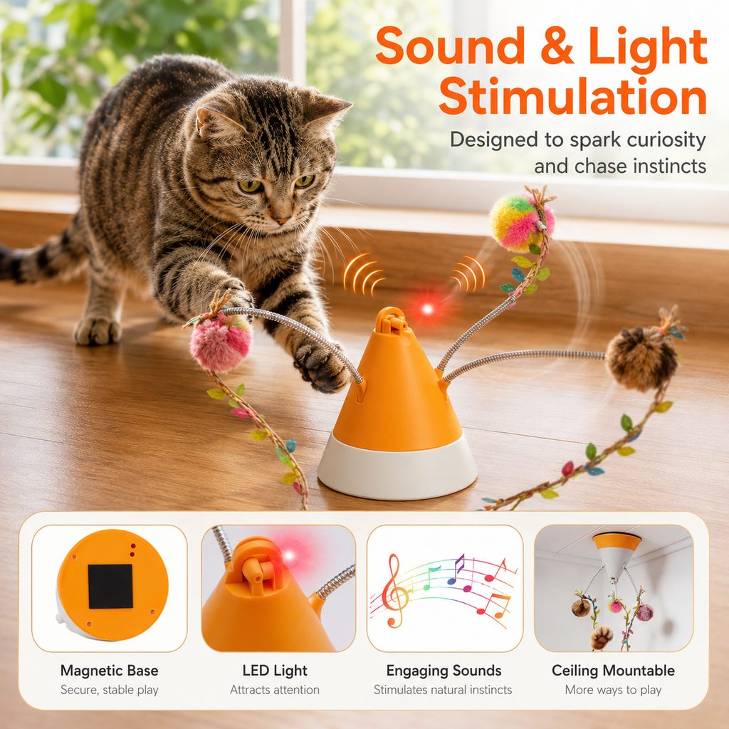 MiaSpin 360 Magnetic Rotating Cat Teaser Toy for Indoor Cats