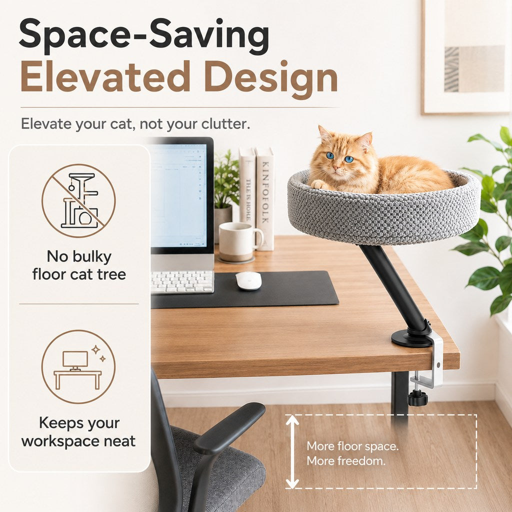 Desk Mounted Cat Bed Perch for Home Office