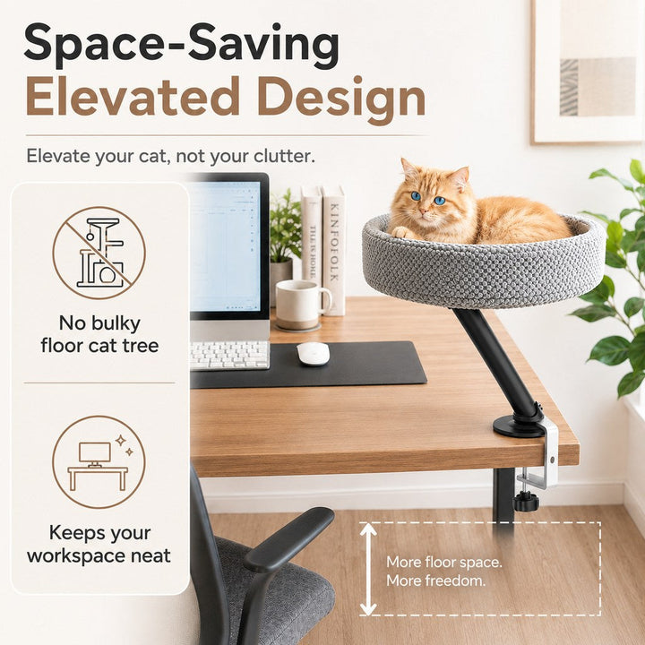 Desk Mounted Cat Bed Perch for Home Office