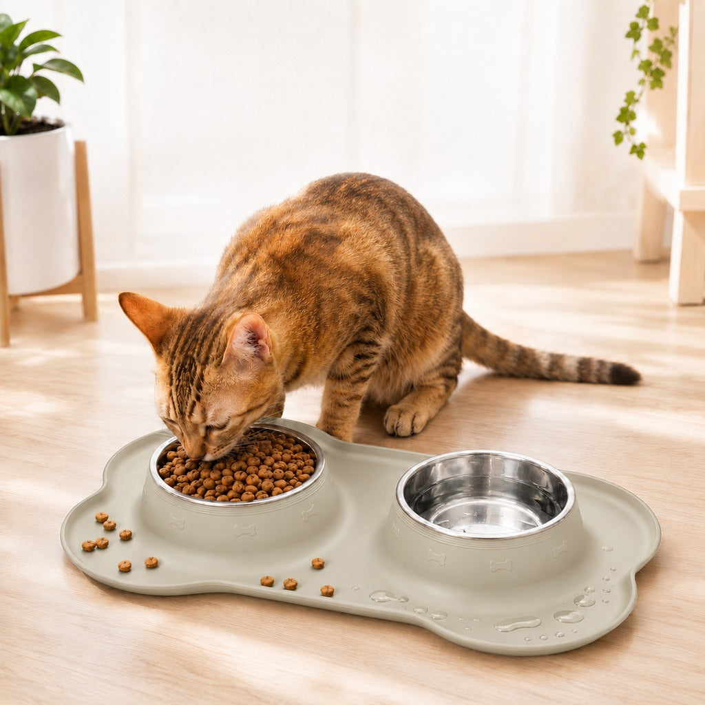 Spill-Proof Dual Pet Bowl for Cats & Dogs | Mess-Free Food & Water Station for Cleaner Floors