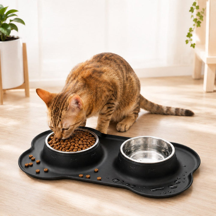 Spill-Proof Dual Pet Bowl for Cats & Dogs | Mess-Free Food & Water Station for Cleaner Floors