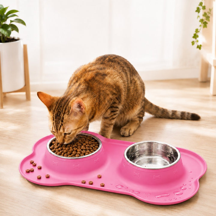 Spill-Proof Dual Pet Bowl for Cats & Dogs | Mess-Free Food & Water Station for Cleaner Floors