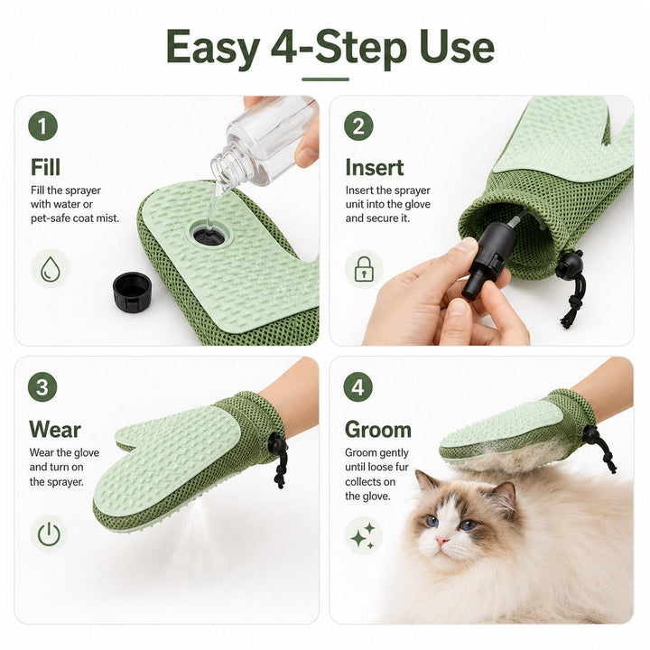 Spray Pet Grooming Glove for Cats & Dogs
