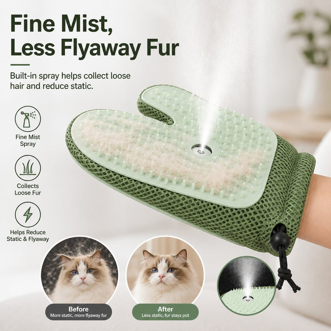 Spray Pet Grooming Glove for Cats & Dogs