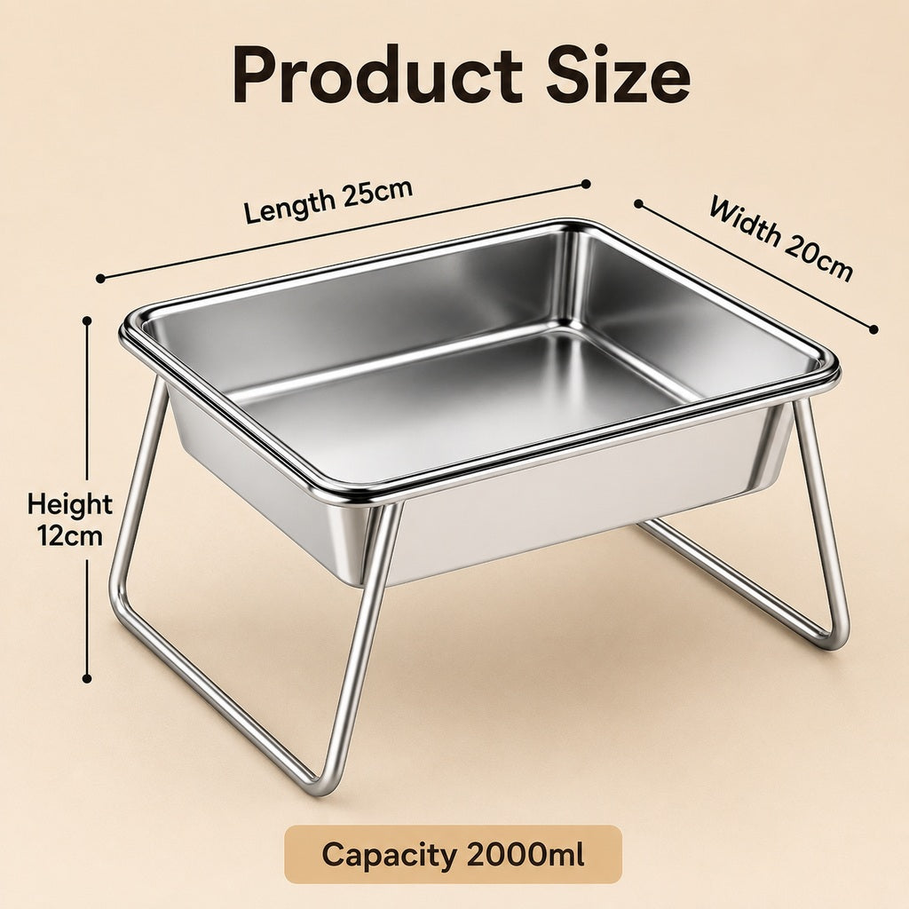 Elevated 304 Stainless Steel Pet Bowl with Stand for Cats & Dogs