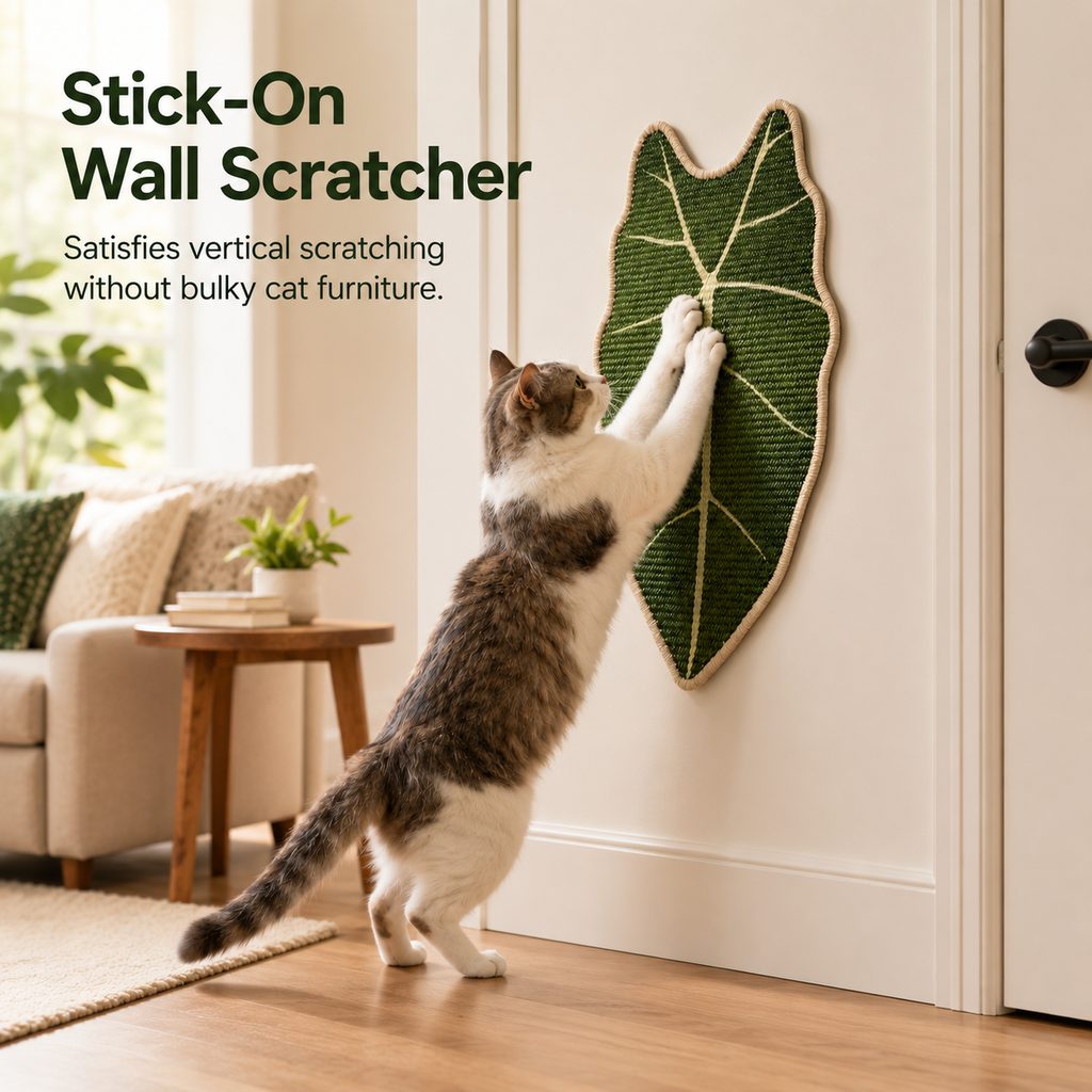Botanical Stick-On Sisal Cat Scratcher Mat for Walls, Doors & Floors