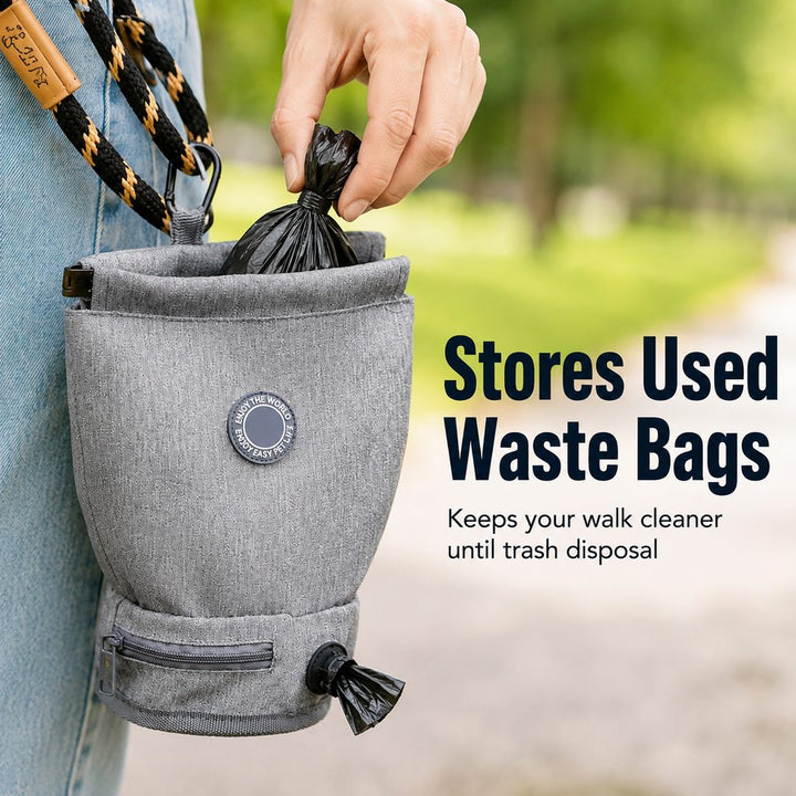 Dog Poop Bag Holder for Walks | Carry Used Waste Bags Hands-Free Until the Next Trash Can