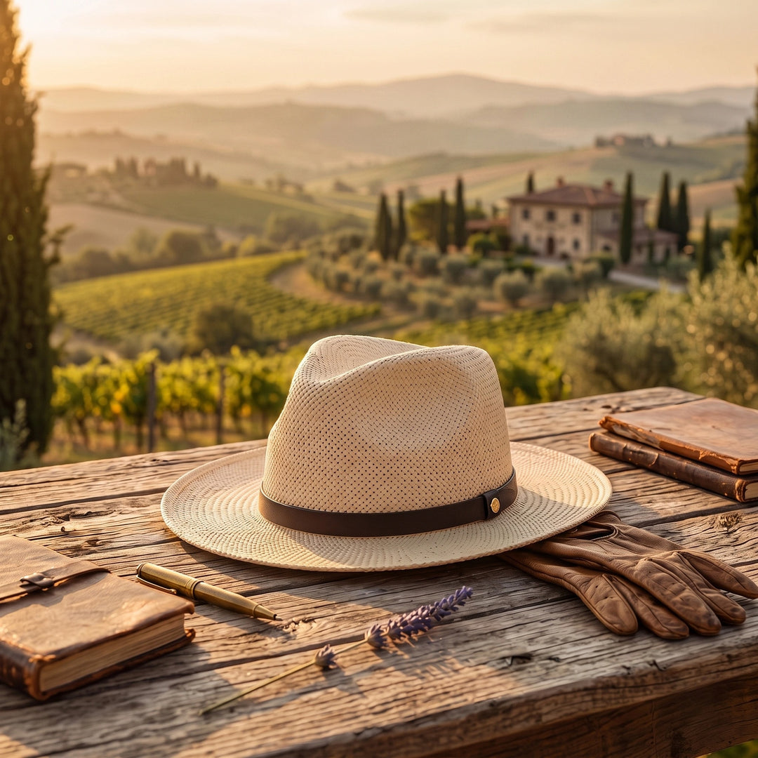 Straw Fedora Hat with Wide Brim, Braided Band and Cloth Sweatband