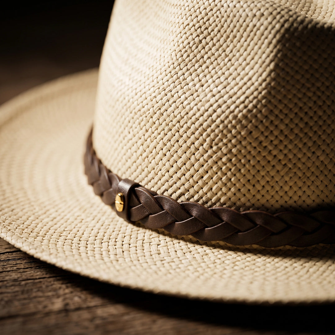 Straw Fedora Hat with Wide Brim, Braided Band and Cloth Sweatband