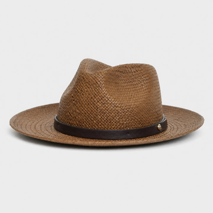Straw Fedora Hat with Wide Brim, Braided Band and Cloth Sweatband
