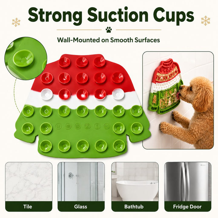 Christmas Sweater Wall-Mount Pet Lick Mat for Dogs & Cats
